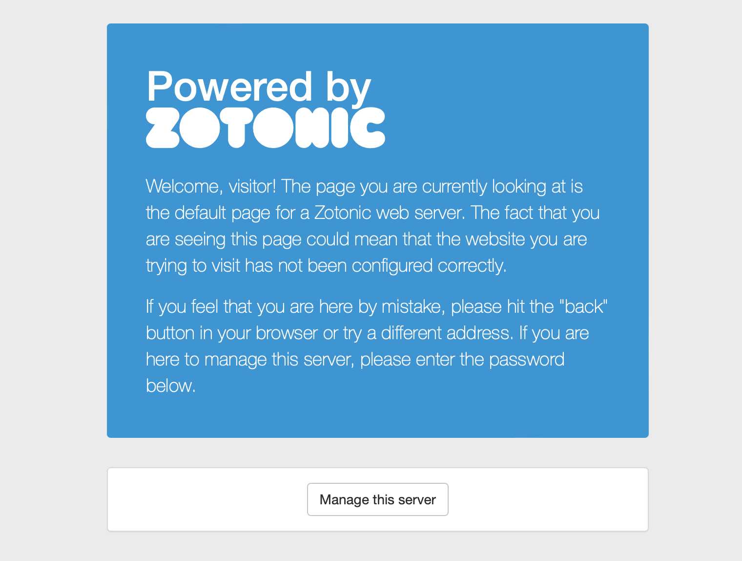 Status site welcome screen
