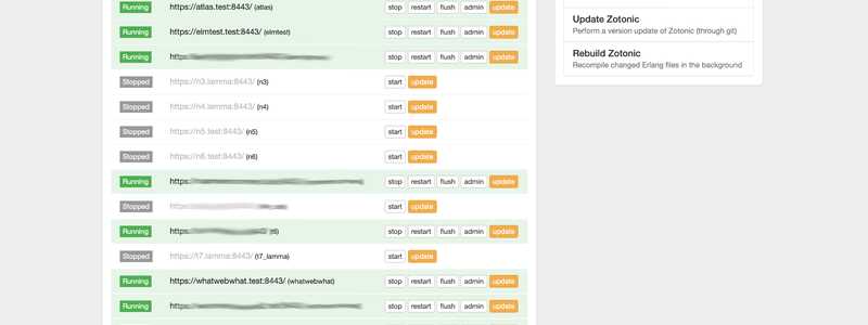 Site listing on Zotonic status site