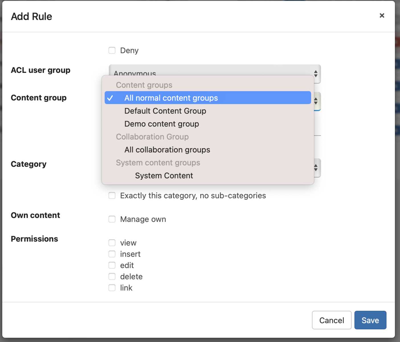 Selecting all collaboration groups