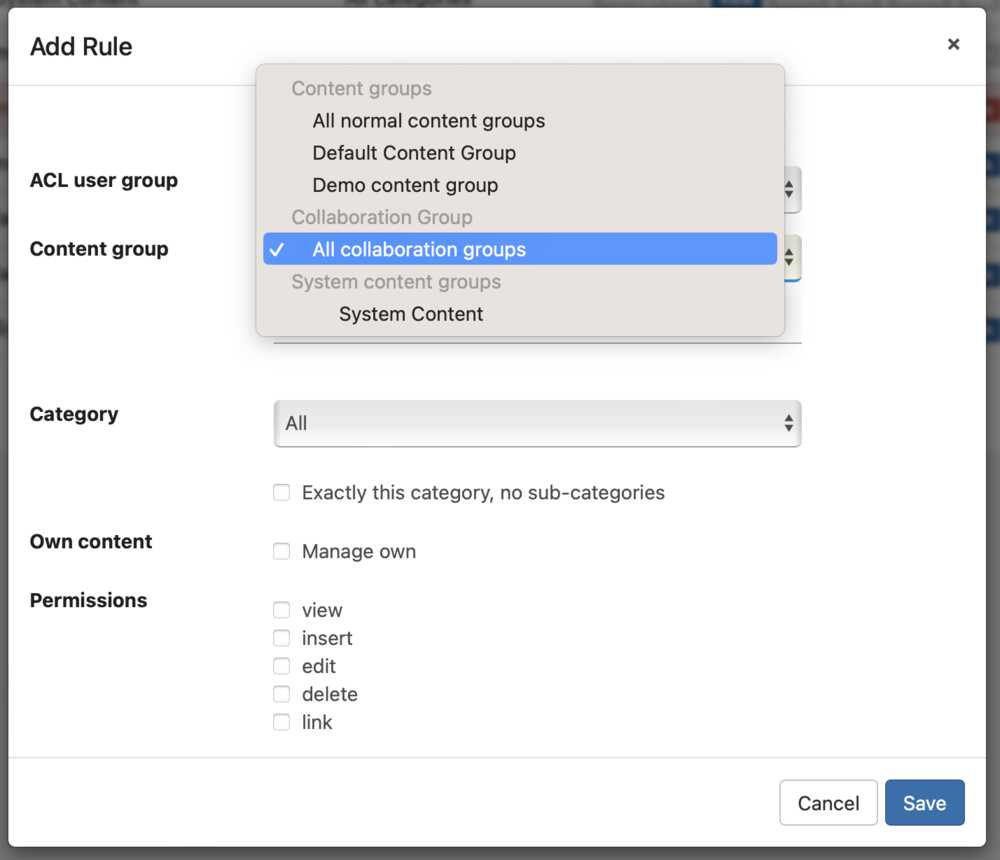 Select all collaboration groups
