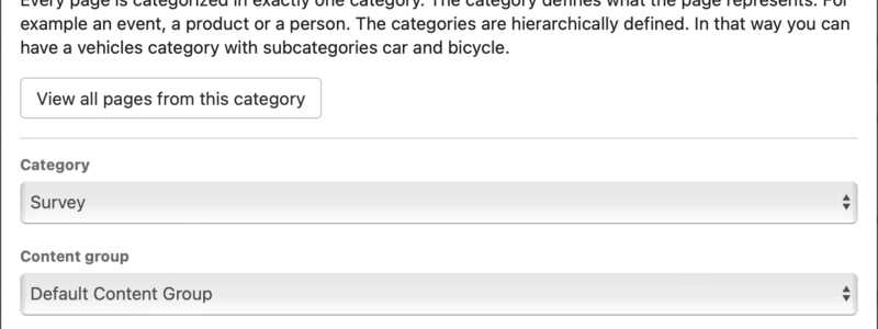Set category & content group dialog