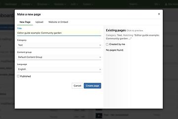 editor screenshot create page